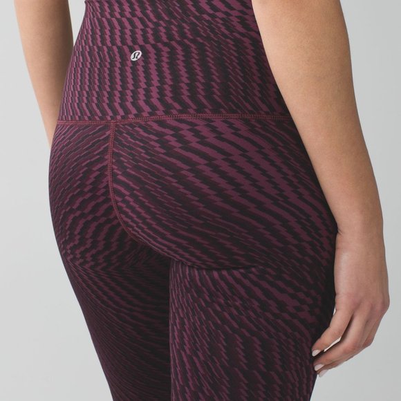 Lululemon Wunder Under Pant (Hi-Rise) Shifted Horizon Red Grape Black sz6 - Picture 2 of 4